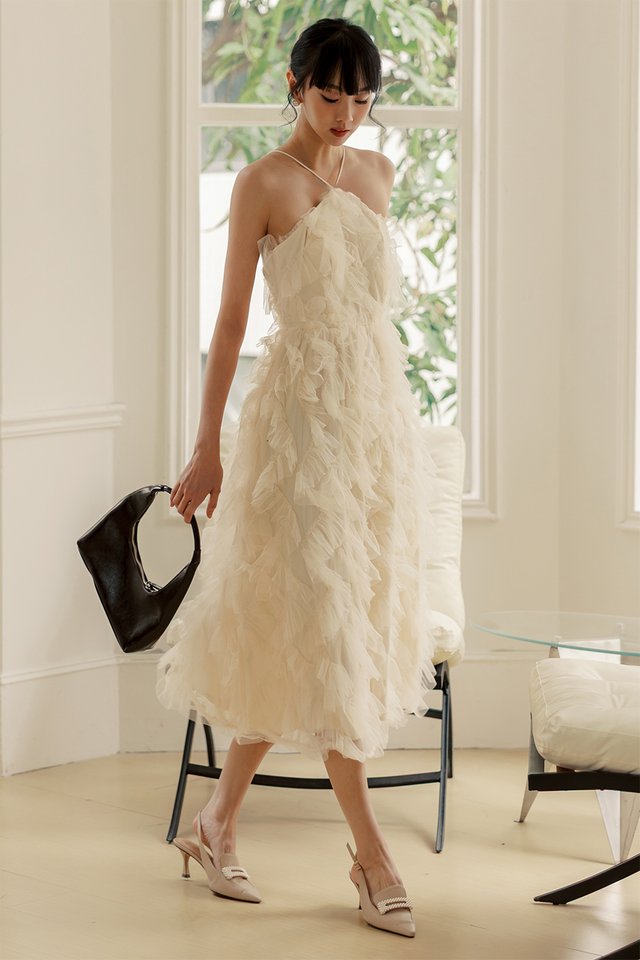 LILLY TULLE MAXI IN CHALK