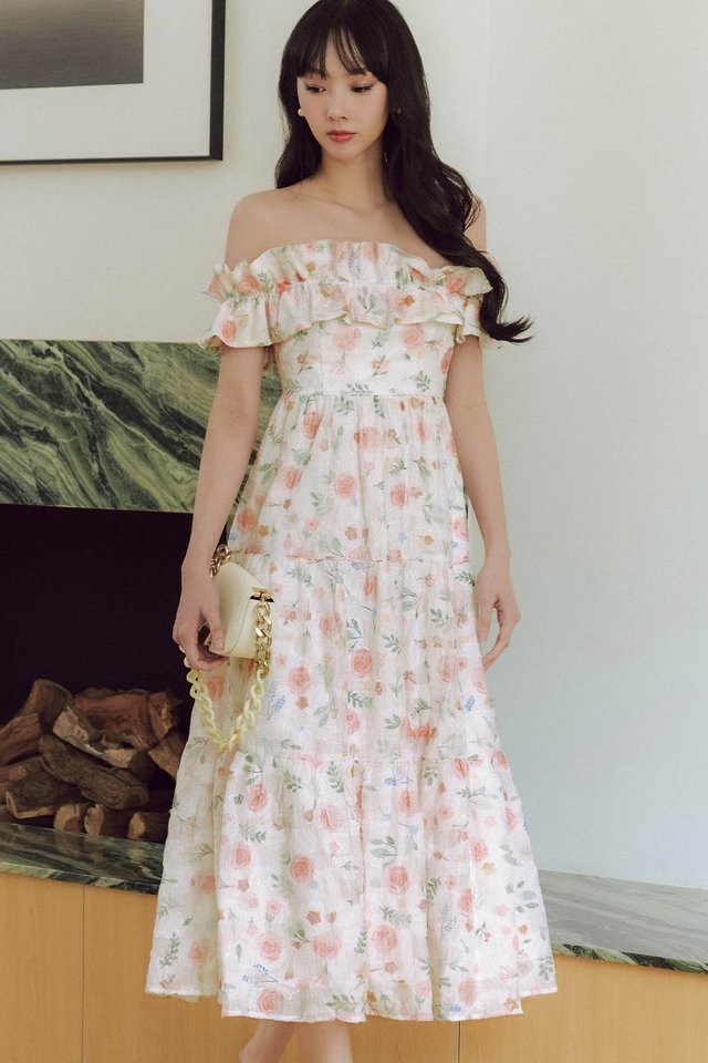 MYKA TULLE FLORAL MAXI IN BLUSH
