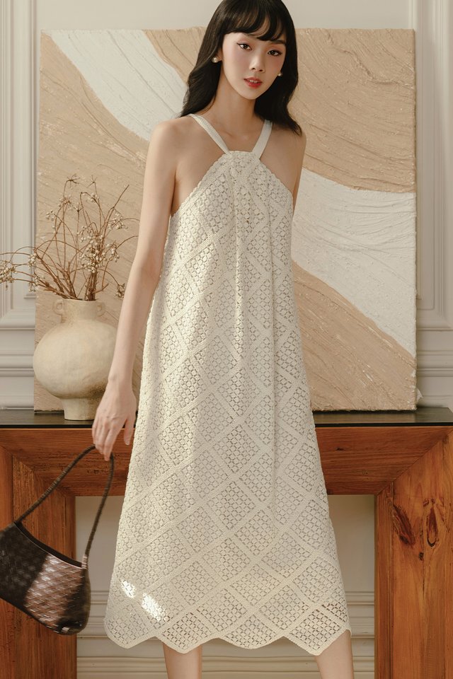 ROSIES CROCHET KNIT MAXI IN MILK