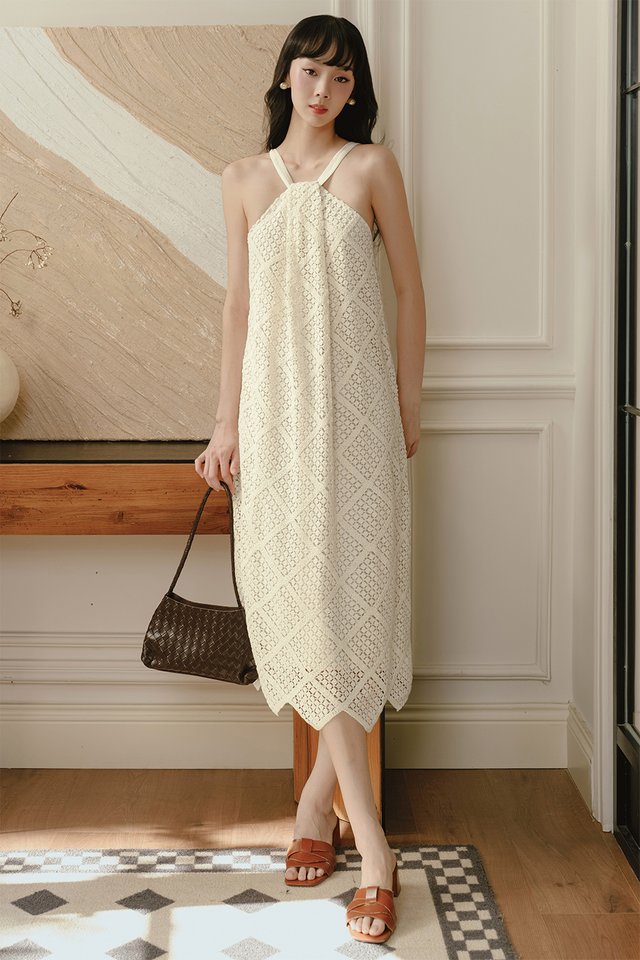 ROSIES CROCHET KNIT MAXI IN MILK