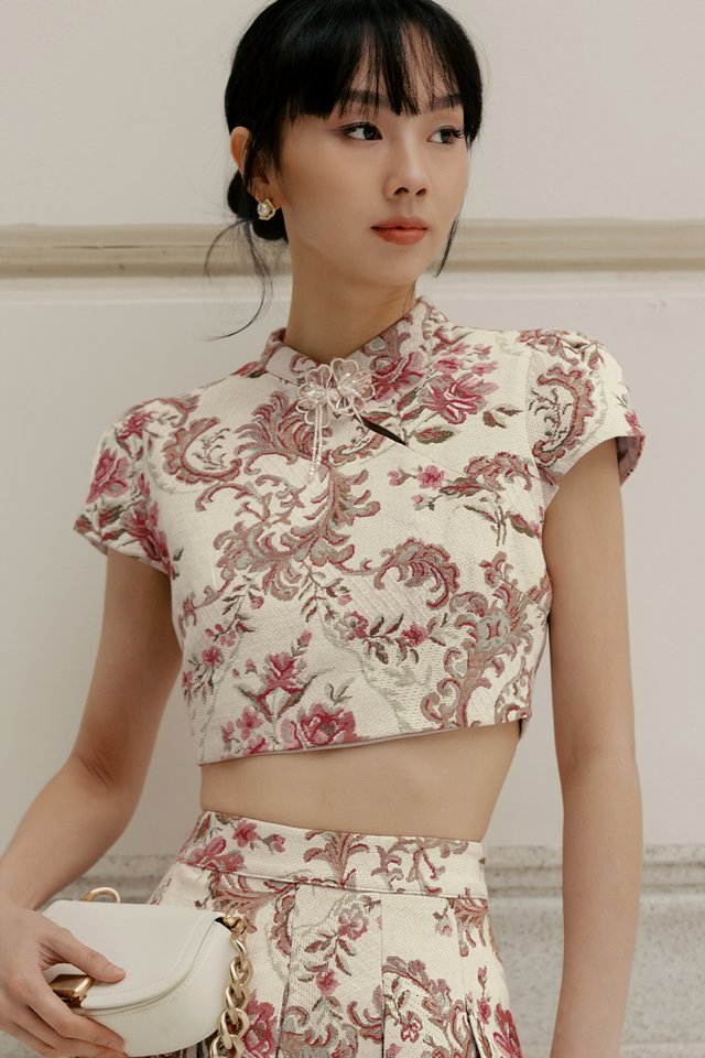 PEONY BROCADE ORIENTAL TOP
