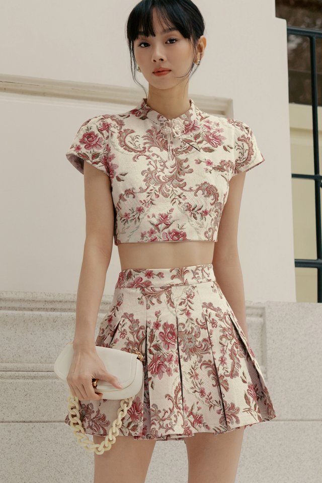 PEONY BROCADE PLEAT SKORTS