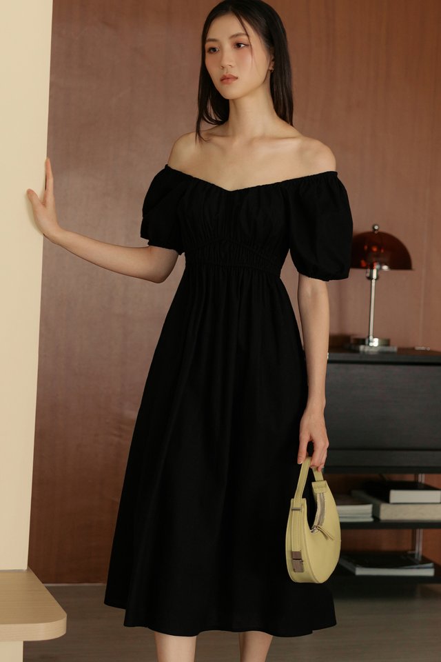 *PRE-ORDER* CHRISLEY LINEN MIDI IN BLACK