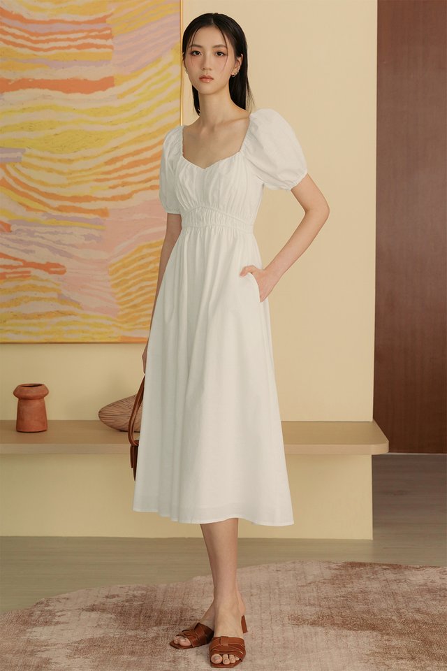 *PRE-ORDER* CHRISLEY LINEN MIDI IN WHITE