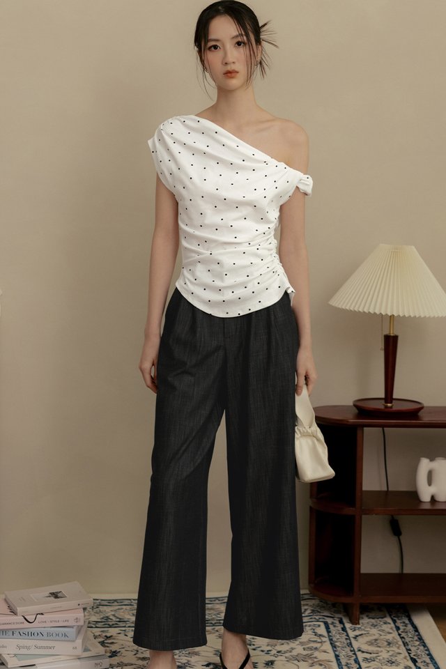 CHAMBRAY PANTS IN BLACK