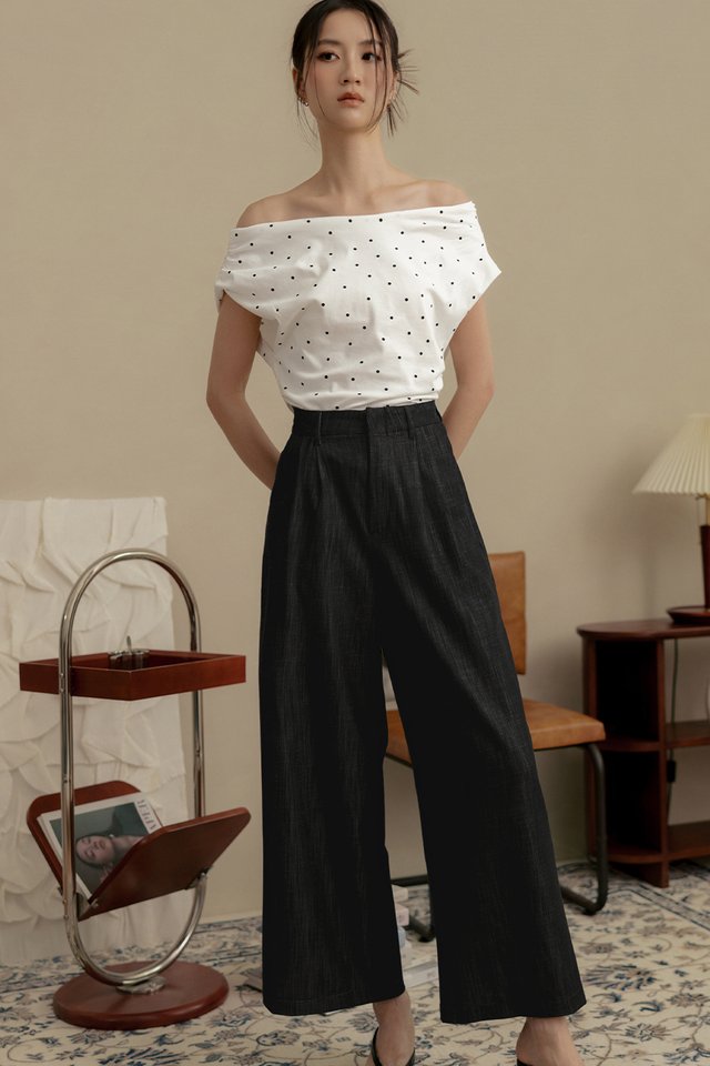 CHAMBRAY PANTS IN BLACK