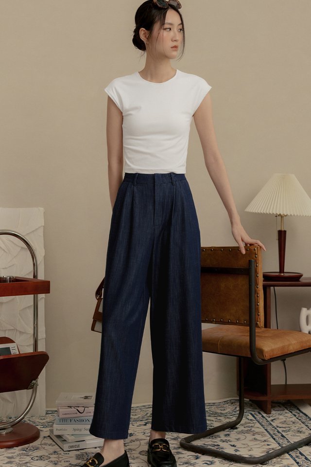 CHAMBRAY PANTS IN DEEP INDIGO