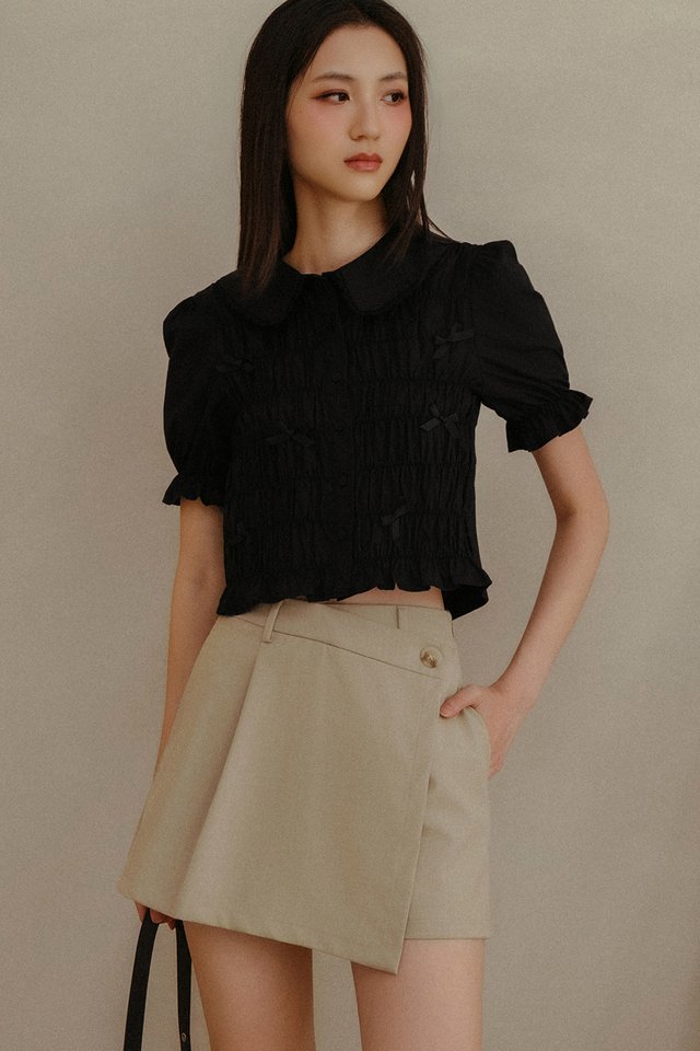 CADY ASYMMETRICAL WAIST SKORTS IN IVORY BEIGE