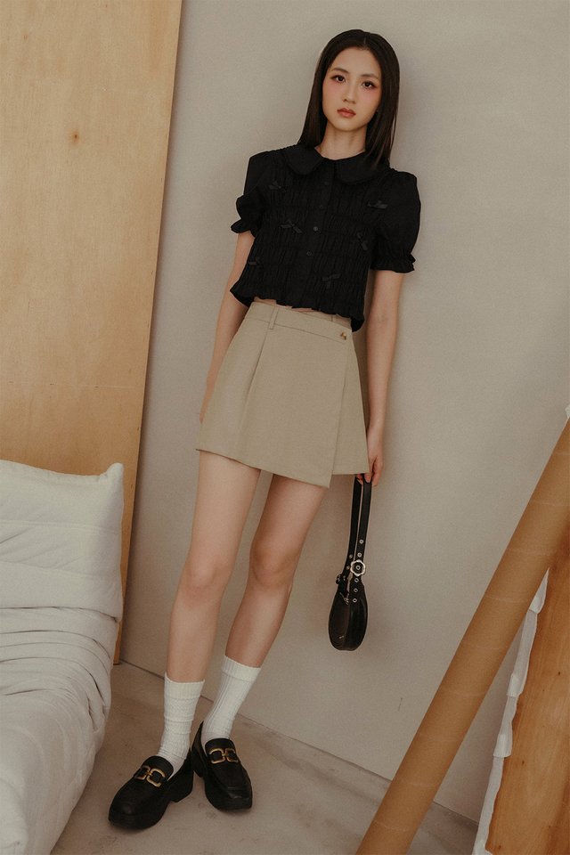 CADY ASYMMETRICAL WAIST SKORTS IN IVORY BEIGE
