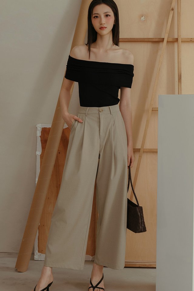 CADY TAILORED PANTS IN IVORY BEIGE