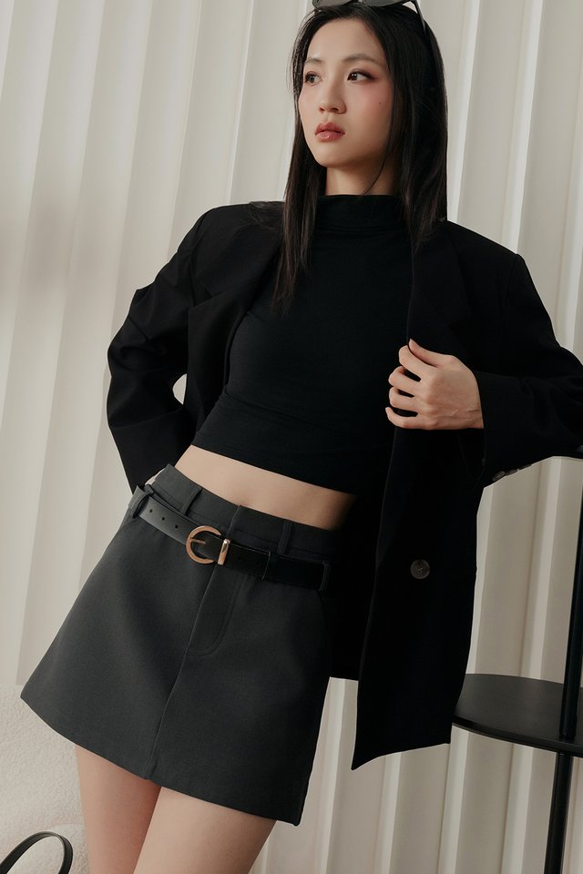LEIKO DOUBLE WAISTED SKORTS IN CHARCOAL