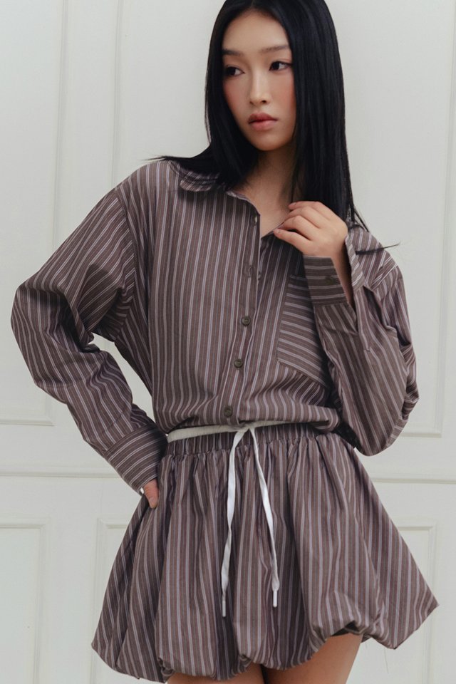 CAVELL STRIPE SHIRT IN DARK BERRY