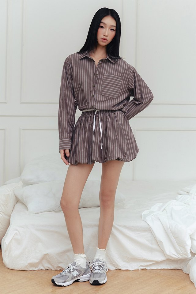CAVELL STRIPE SHIRT IN DARK BERRY