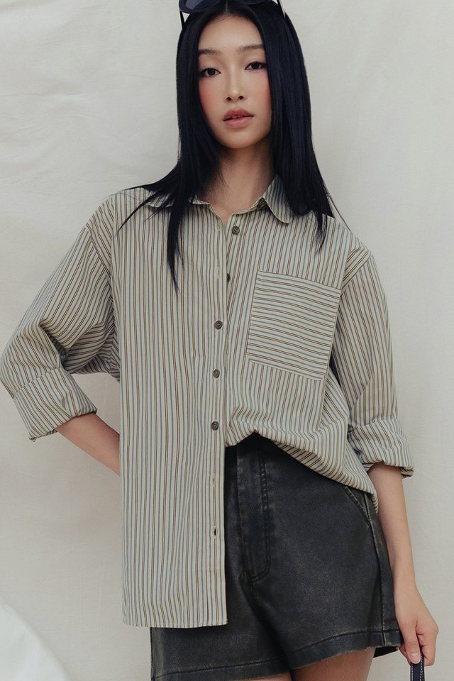 CAVELL STRIPE SHIRT IN OAT