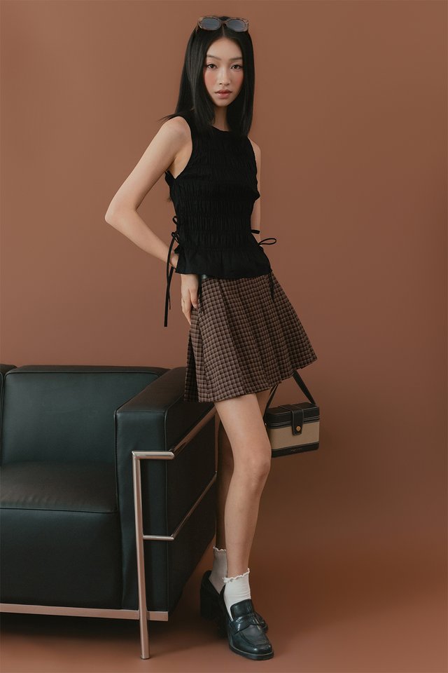 HALDOR SHIRRED TOP IN BLACK