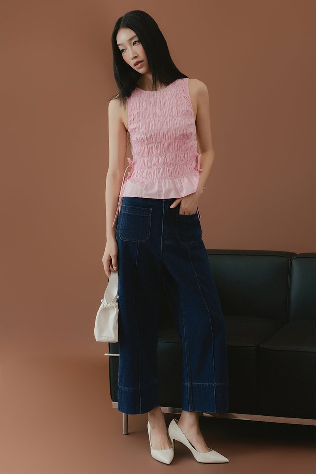 HALDOR SHIRRED TOP IN PINK