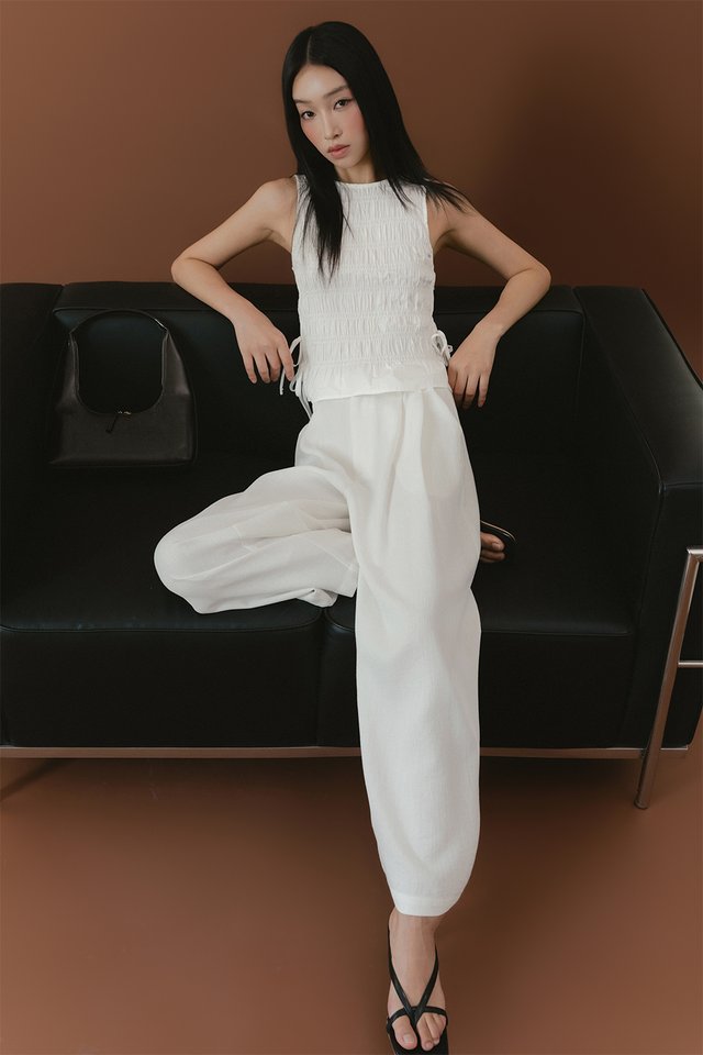 HALDOR SHIRRED TOP IN WHITE