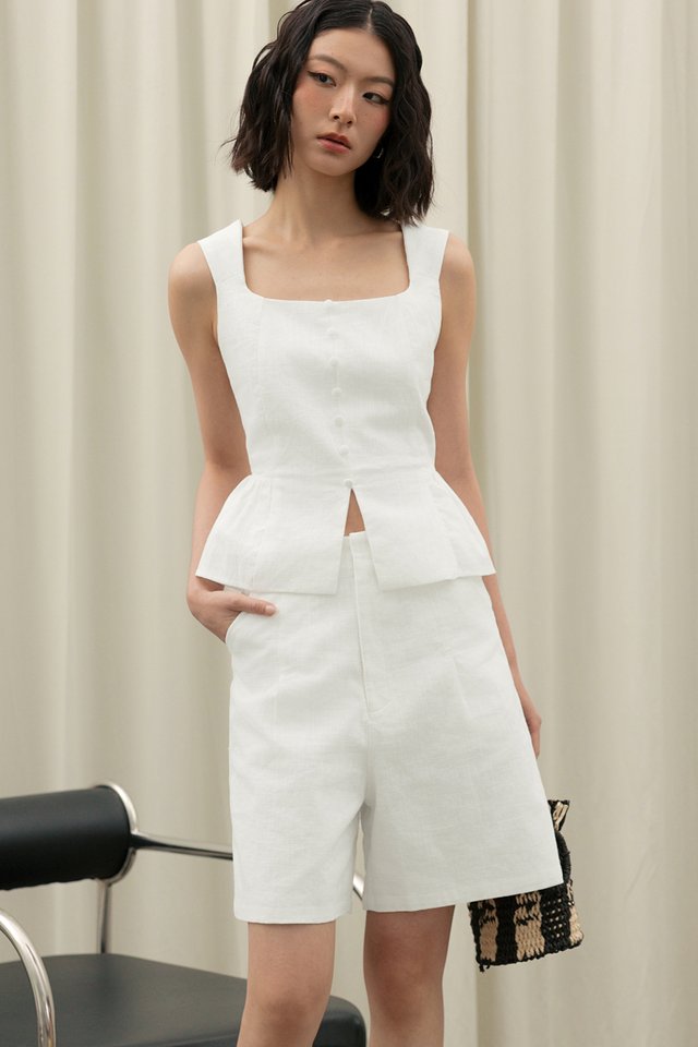 KARIN LINEN BERMS IN WHITE