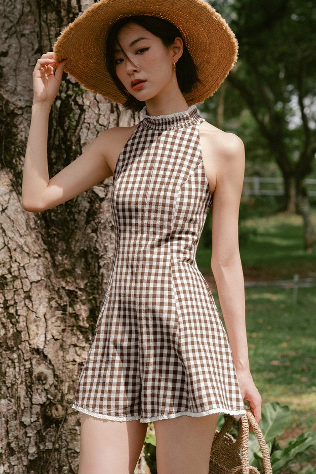 SUMMERDAY PADDED PLAYSUIT IN CHESTNUT