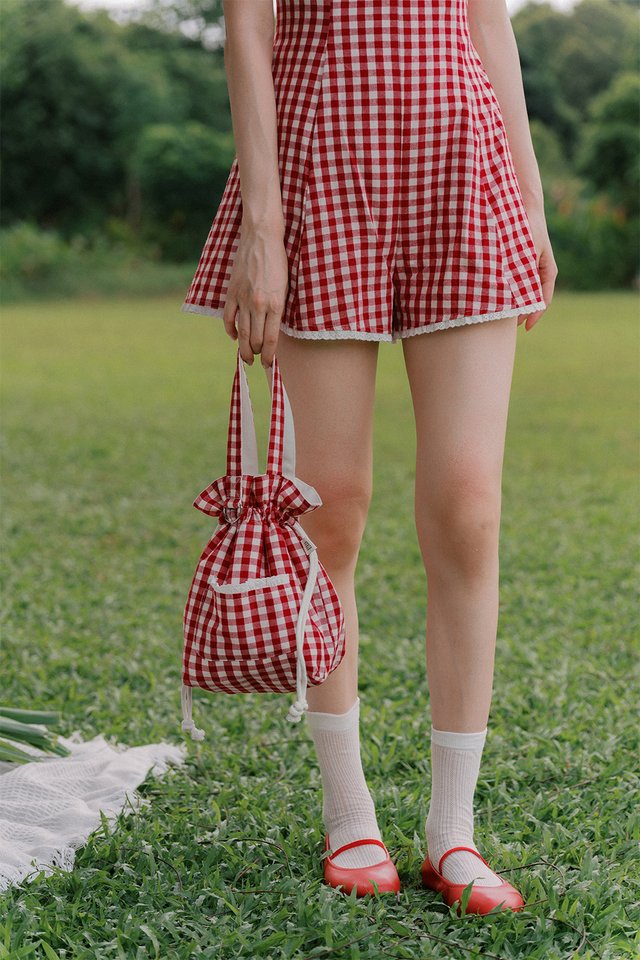 SUMMERDAY REVERSIBLE PICNIC BAG IN CHERRY