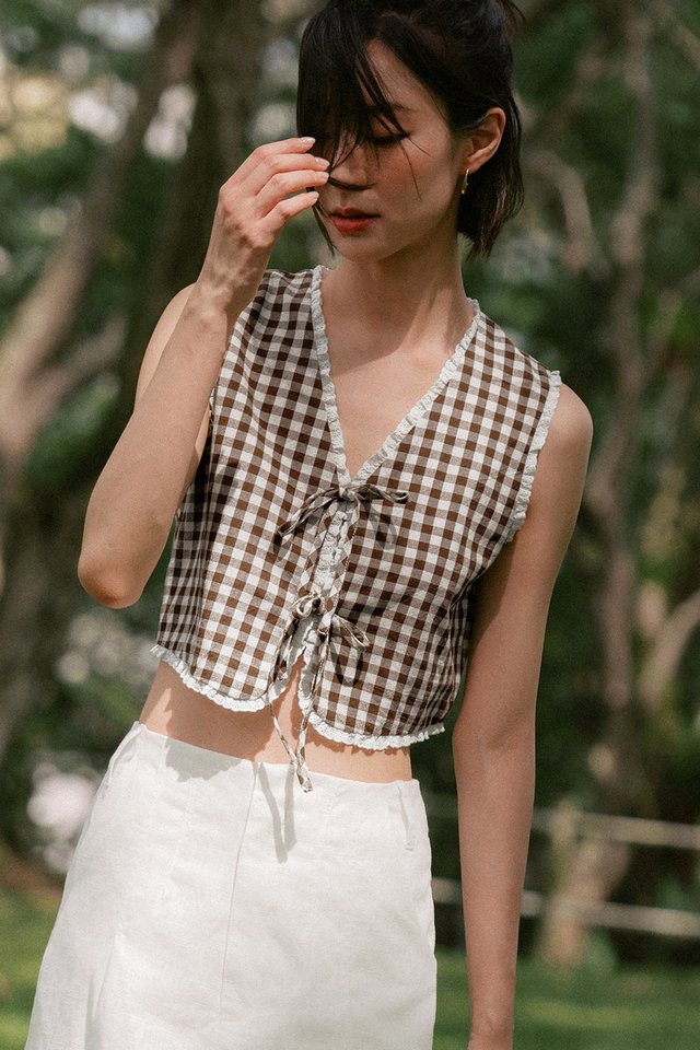 SUMMERDAY TIE TOP IN CHESTNUT