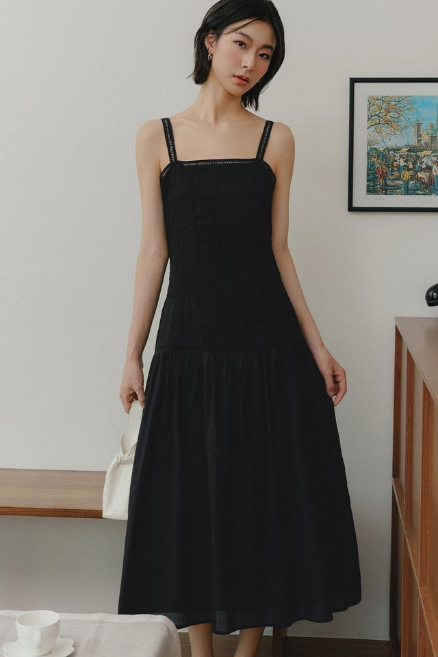 ABEY PATCHWORK EMBROIDERY MAXI IN BLACK