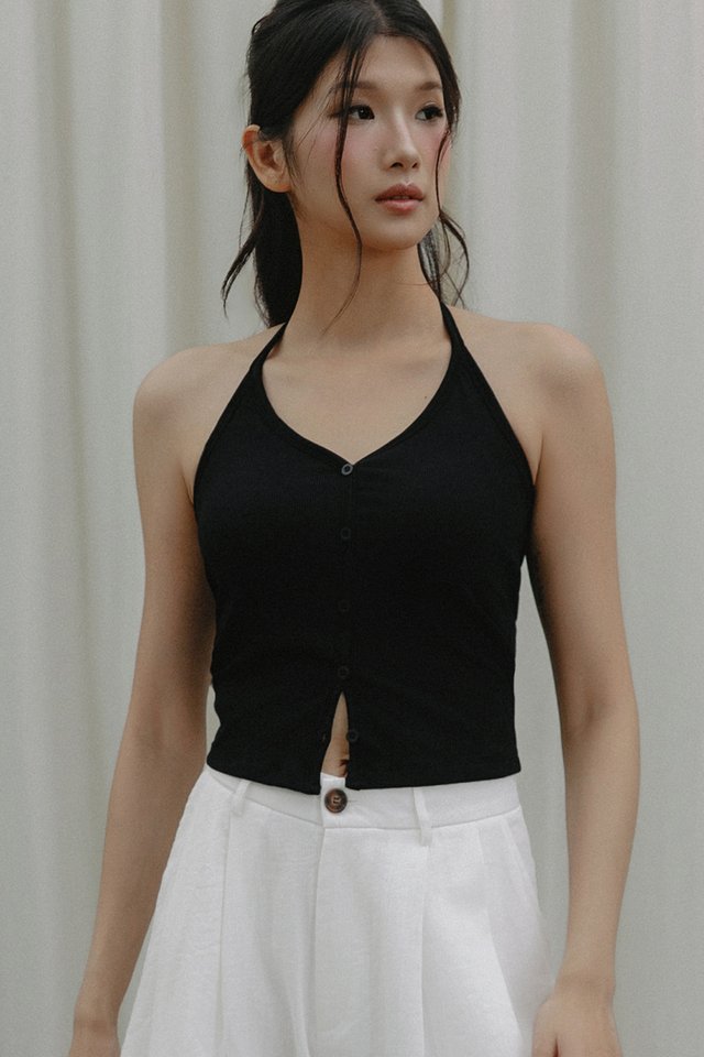 *PRE-ORDER* BRIT PADDED RIBBED TOP IN BLACK