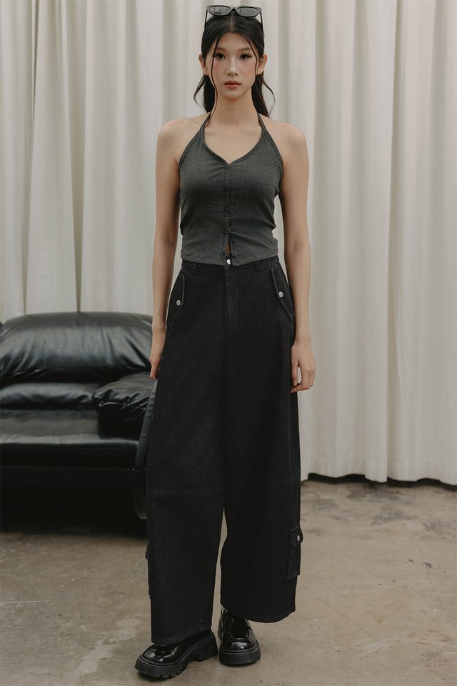 *PRE-ORDER* BRIT PADDED RIBBED TOP IN GRAPHITE