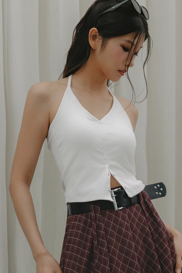 *PRE-ORDER* BRIT PADDED RIBBED TOP IN WHITE