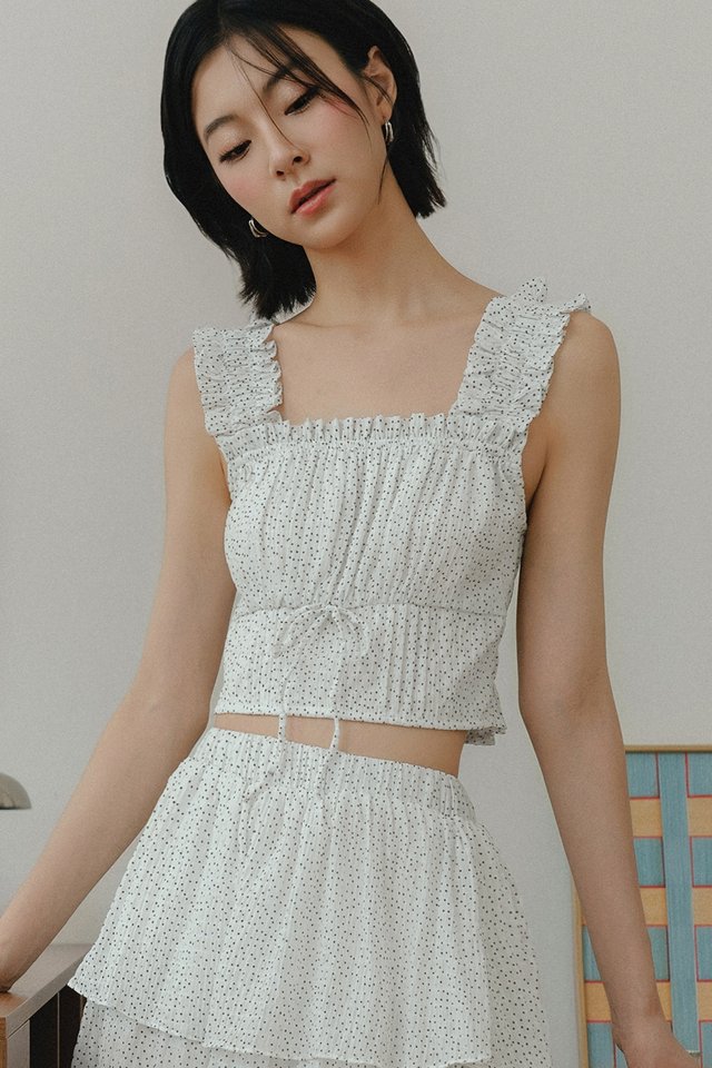 ODIE POLKA DOT TOP IN WHITE