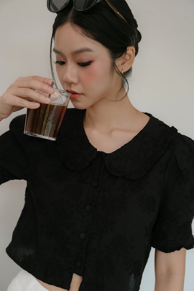 *PRE-ORDER* MIA BRODERIE TOP IN BLACK