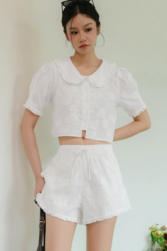 *PRE-ORDER* MIA BRODERIE TOP IN WHITE