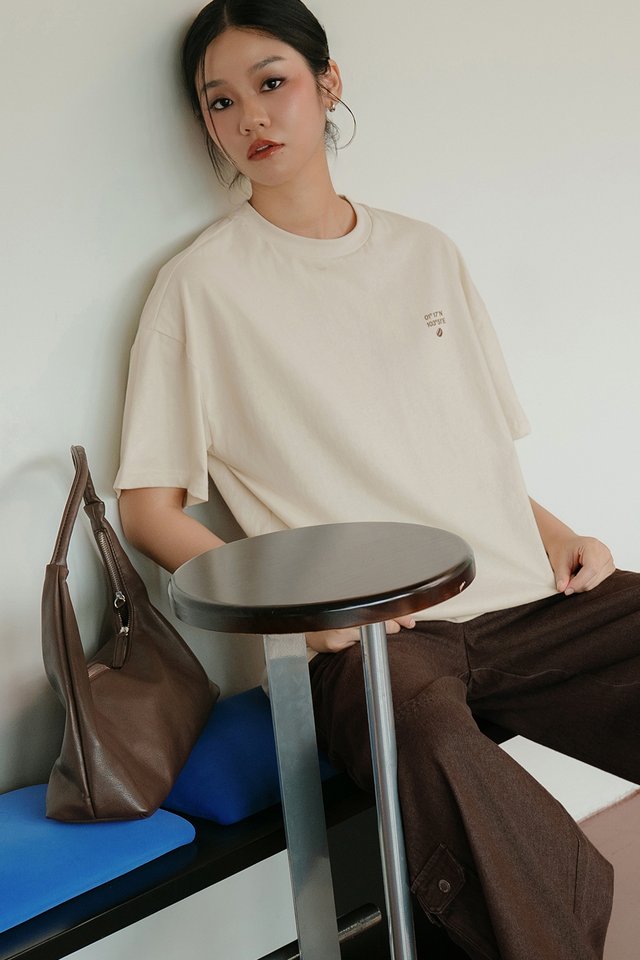 ESPRESSO MOOD UNISEX TEE IN BEIGE