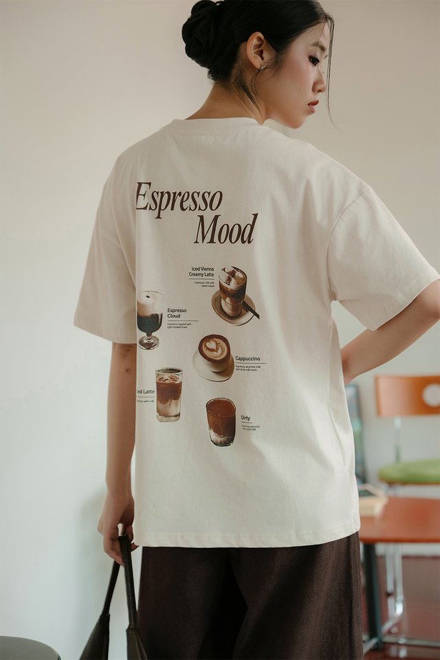 ESPRESSO MOOD UNISEX TEE IN BEIGE