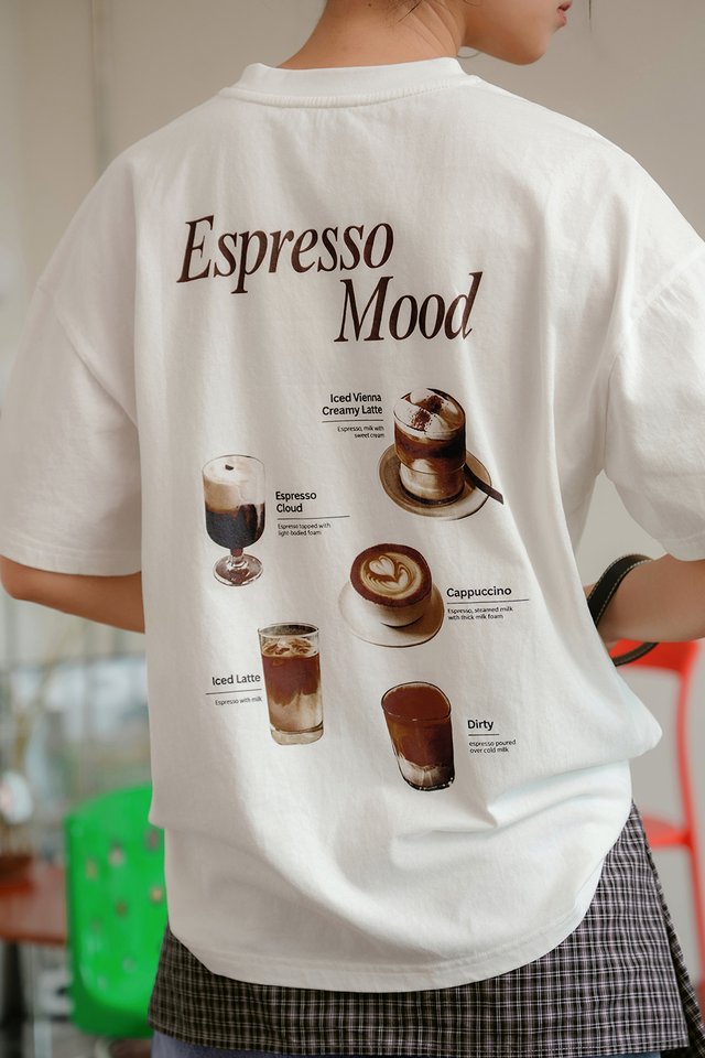 ESPRESSO MOOD UNISEX TEE IN WHITE