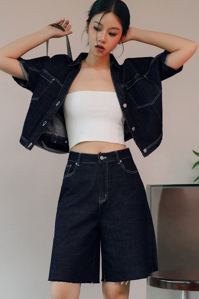 MACEE DENIM BERMS IN DARK WASH