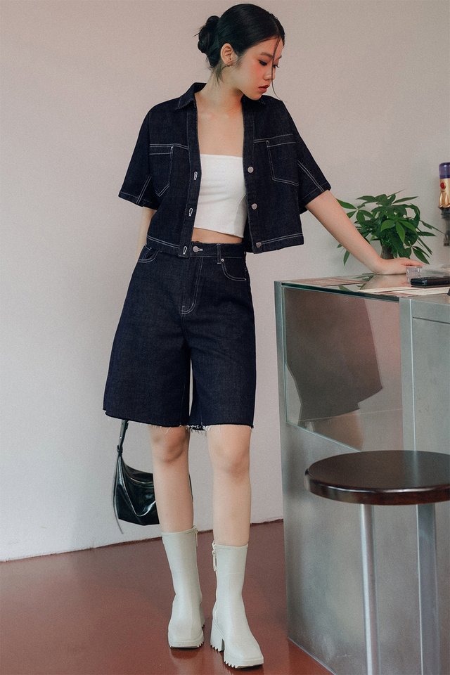 MACEE DENIM BERMS IN DARK WASH