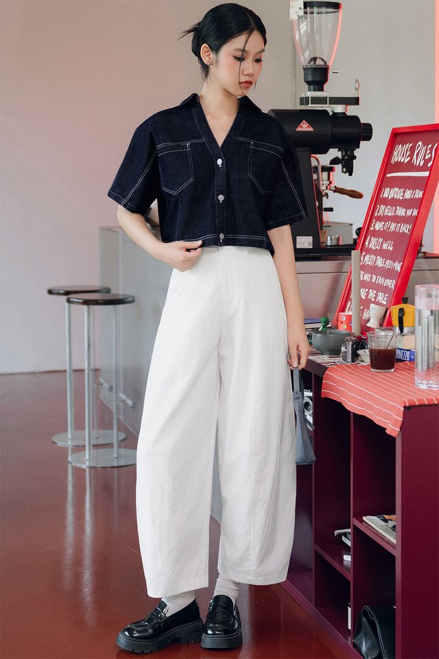MACEE DENIM TOP IN DARK WASH