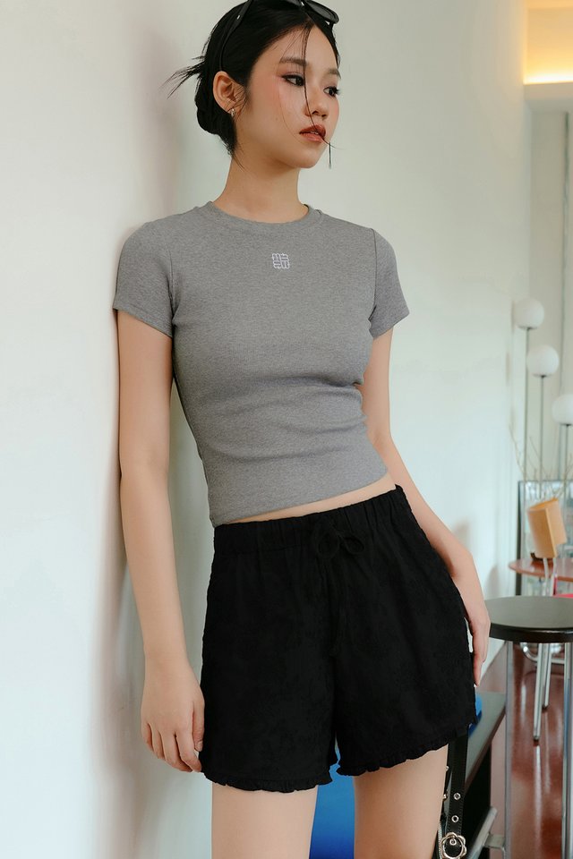 MIA BRODERIE SHORTS IN BLACK