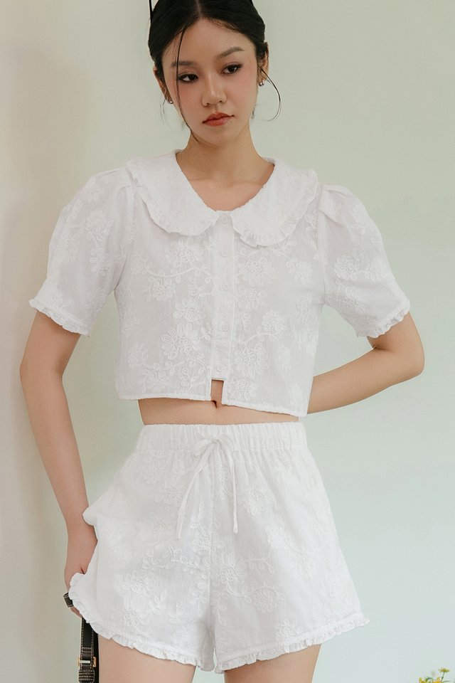 MIA BRODERIE TOP IN WHITE
