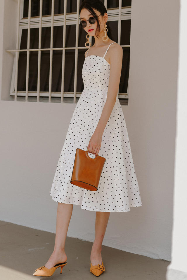 HAYDEN HEARTS MIDI IN WHITE