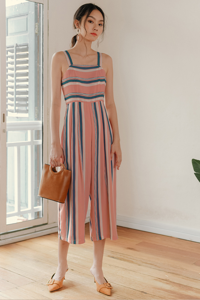 NEIL STRIPED JUMPSUIT IN PINK