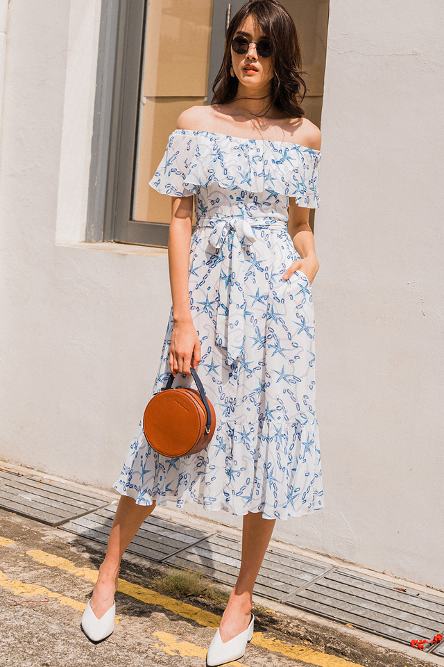 ANISE OFF SHOULDER MIDI IN WHITE
