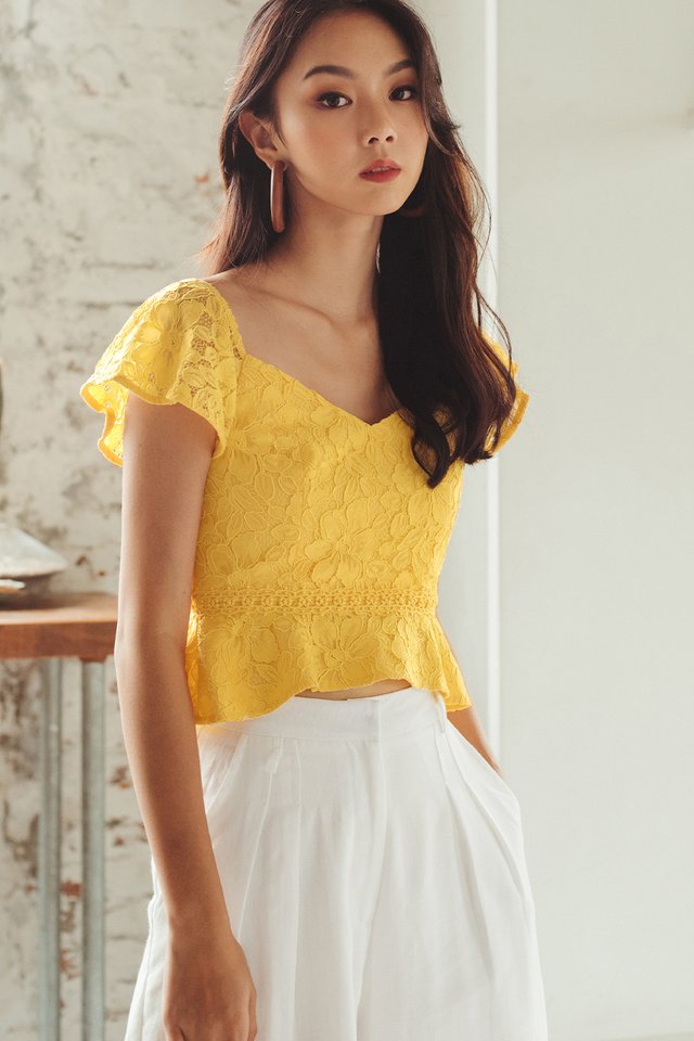CHANNAY LACE TOP IN YELLOW