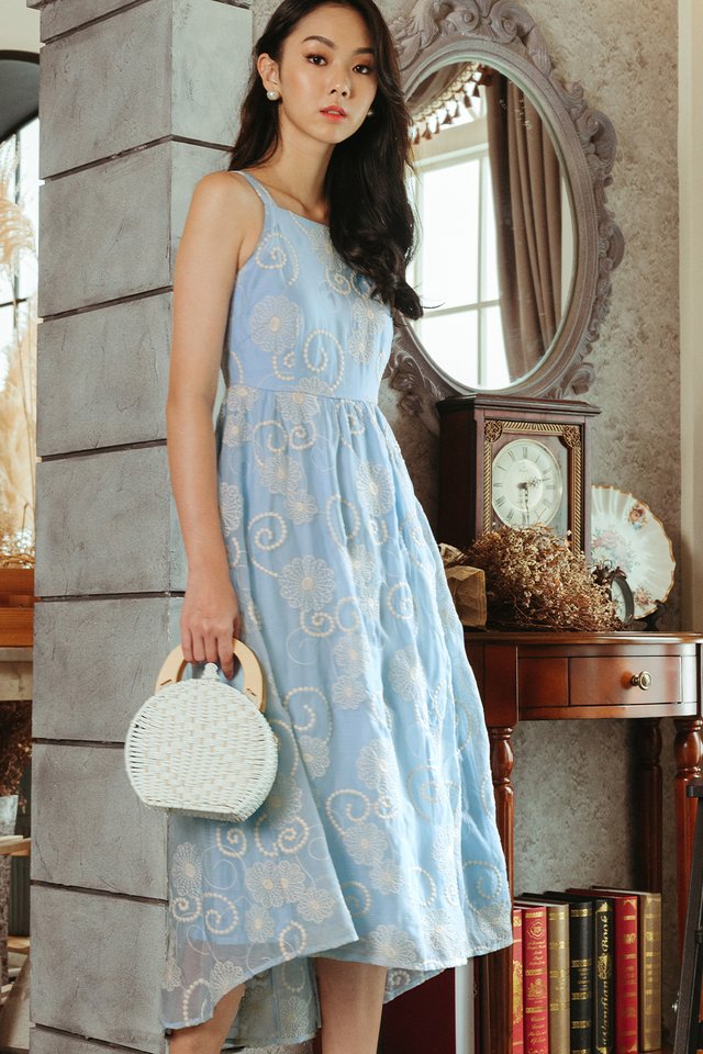 HALEY EMBROIDERY MAXI IN POWDER BLUE