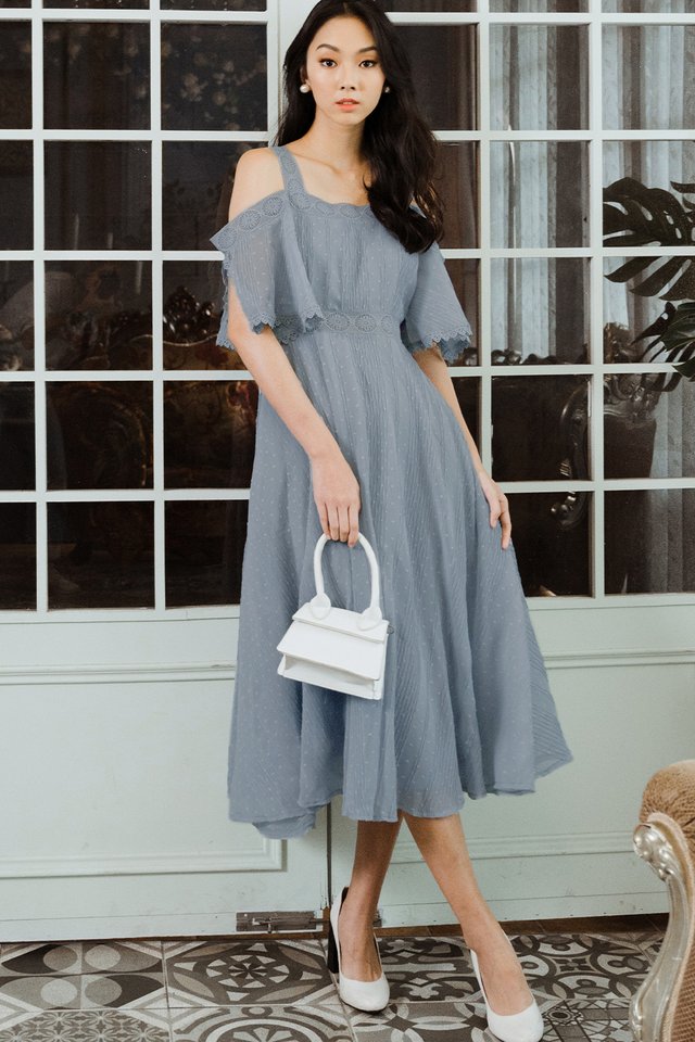 MADELAINE CREPE MAXI IN ASH BLUE