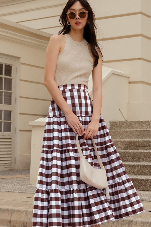 CALLEE GINGHAM MAXI IN CHOCOLATE