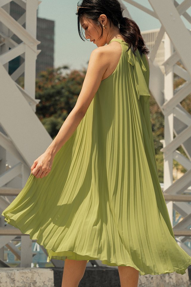 NATHAN PLEAT MIDI IN LIME