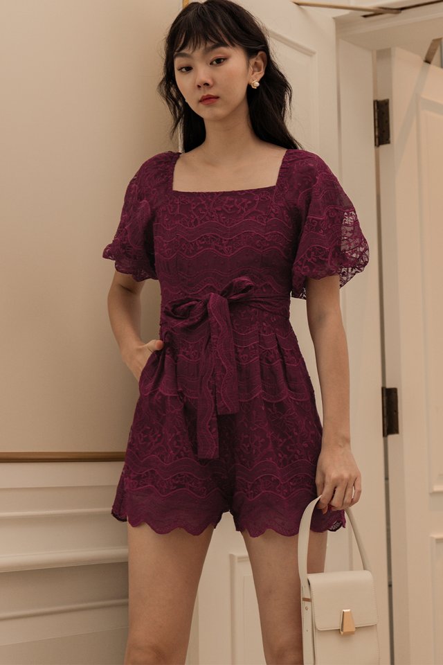 EMBER EMBROIDERY PLAYSUIT IN WINE