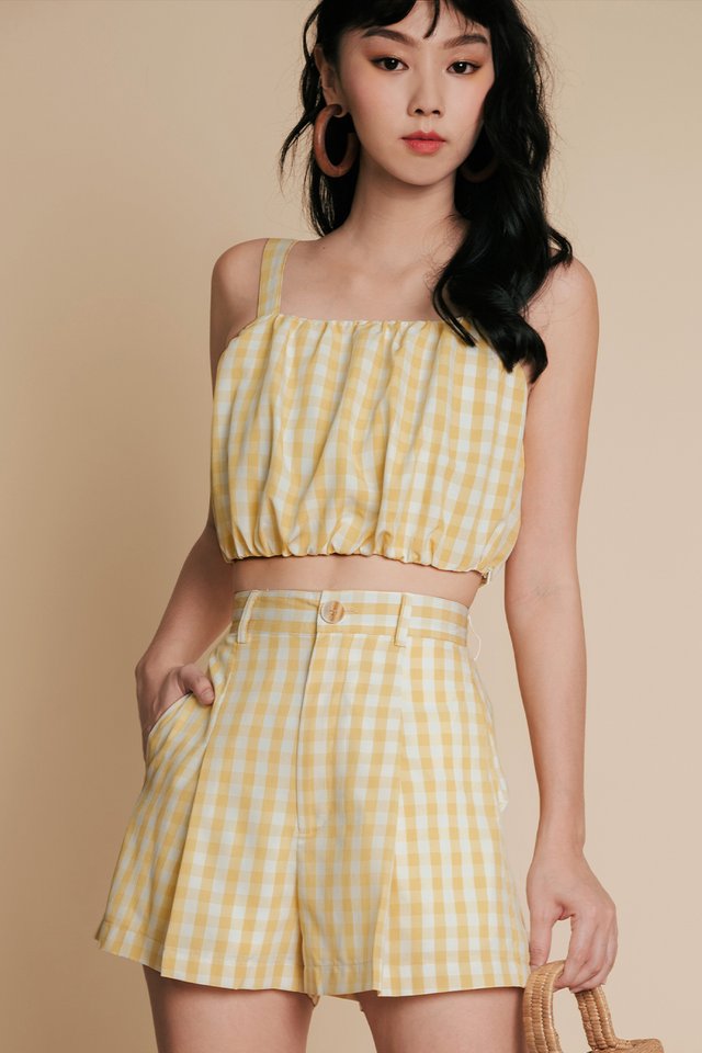 LORNA GINGHAM SHORTS IN MELLOW YELLOW